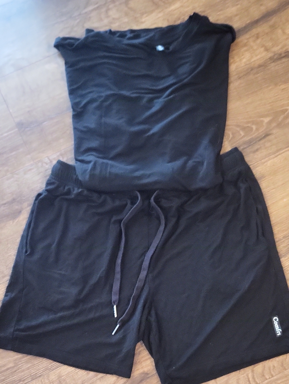 Comfrt Women's Black Knit Lounge Shorts and Top Set